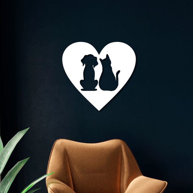 ps decor cachorro e gato no coracao branco