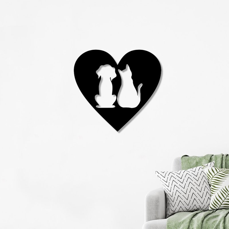 ps decor cachorro e gato no coracao preto